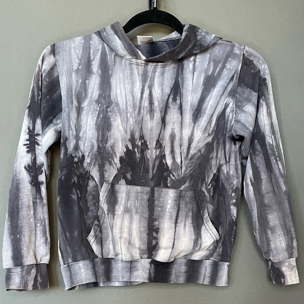 Gray and black tie dye hoodie sweatshirt - boys size 8/10